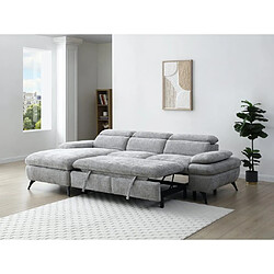 Avis Vente-Unique Canapé d'angle gauche convertible en tissu texturé avec coffre de rangement gris MORAVA