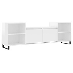 Maison Chic Meuble TV scandinave - Banc TV pour salon Blanc brillant 160x35x55 cm Bois d'ingénierie -MN44570