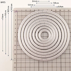 Acheter Wewoo 8 en 1 métal de bricolage coupe relief Die meurent le modèle rond de carte de découpage de papier d'acier au carbone