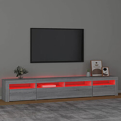 Maison Chic Meubles TV avec lumières LED - Banc TV pour salon Sonoma gris 240x35x40 cm -MN33482 pas cher