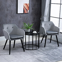 Homcom Chaises de visiteur design scandinave - lot de 2 chaises - pieds effilés bois noir - assise dossier accoudoirs ergonomiques velours gris