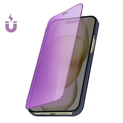 Avizar Étui Clear View pour iPhone 15 Clapet Miroir Fonction Support Violet Lavande pas cher