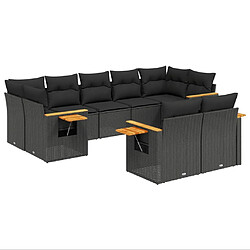 Maison Chic Salon de jardin 9 pcs avec coussins | Ensemble de Table et chaises | Mobilier d'Extérieur noir résine tressée -GKD75213