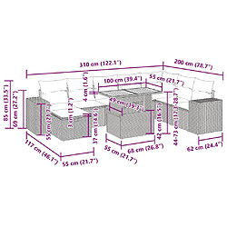vidaXL Salon de jardin avec coussins 9 pcs beige résine tressée acacia pas cher