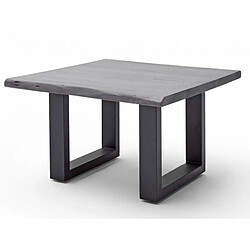 Pegane Table basse en bois d'acacia massif gris et acier anthracite - L.75 x H.45 x P.75 cm