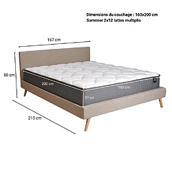 Le Quai Des Affaires Lit FJORD 160x200 tissu + 1 sommier + 1 matelas CARLTON / Beige pas cher