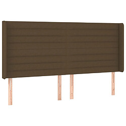 Avis Maison Chic Tête de lit scandinave à LED,meuble de chambre Marron foncé 163x16x118/128 cm Tissu -MN52925