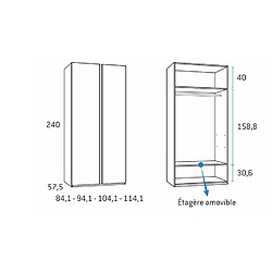 Inside 75 Armoire 2 portes longues poignée New Perfil 104,1 x 57,5 x 240 cm