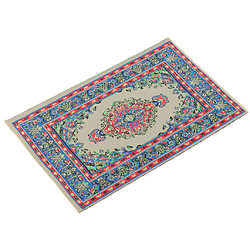 Acheter Tapis de maison de poupée miniature 1/12 tapis de broderie accessoires de chambre bleu