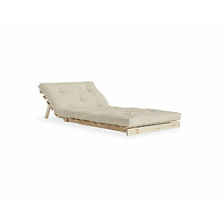 Inside 75 Fauteuil convertible futon ROOTS pin naturel coloris beige couchage 90 x 200 cm.