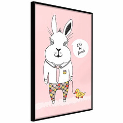 Paris Prix Affiche Murale Encadrée Friendly Bunny 20 x 30 cm Noir