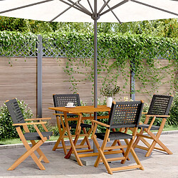 vidaXL Ensemble à manger de jardin 5 pcs résine tressée et bois massif