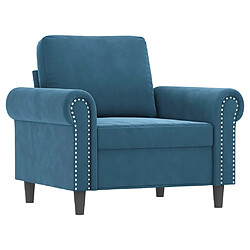 Avis vidaXL Fauteuil avec repose-pied Bleu 60 cm Velours