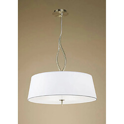 Luminaire Center Suspension Ninette 4 Ampoules E27, laiton antique avec Abat jours blanc ivoire