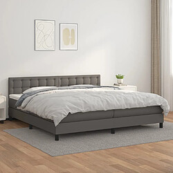 vidaXL Sommier à lattes de lit avec matelas Gris 200x200 cm Similicuir