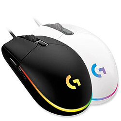 Souris optique de jeu Logitech G203, 8000DPI, 6 boutons, Filaire 11.7 * 6.2 * 3.8 cm - Blanc pas cher