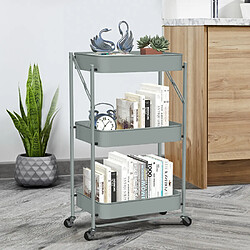 Ahd Amazing Home Design Chariot de cuisine pliable peu encombrant 3 étagères et roulettes Pikas, Couleur: Gris foncé