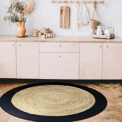 Acheter Thedecofactory FUNNY JUTE - Tapis rond en jute et coton bande noire diam.160