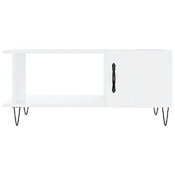 Maison Chic Table basse,Table Console Table d'appoint, Table pour salon Blanc brillant 90x50x40 cm Bois d'ingénierie -MN38324 pas cher