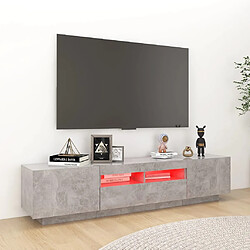 Avis vidaXL Meuble TV avec lumières LED Gris béton 180x35x40 cm