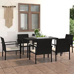 vidaXL Ensemble à manger de jardin 7 pcs Résine tressée Noir