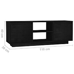 vidaXL Meuble TV Noir 110x30x40 cm Bois de pin massif pas cher