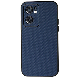 Coque en TPU + PU anti-scratch, texture en fibre de carbone, bleu pour votre Oppo Reno7 SE 5G