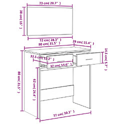 vidaXL Coiffeuse avec miroir chêne marron 80x39x80 cm pas cher