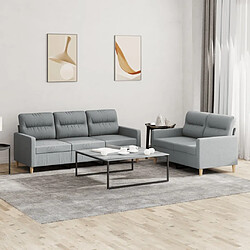 Maison Chic Ensemble de canapés 2 pcs avec coussins, Canapé droit Sofa pour Salon Gris clair Tissu -GKD910342