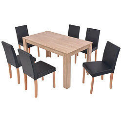 vidaXL Table et chaises 7 pcs Cuir synthétique Chêne Noir