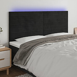 Maison Chic Tête de lit scandinave à LED,meuble de chambre Noir 180x5x118/128 cm Velours -MN85669