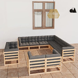 Maison Chic Salon de jardin 11pcs + coussins - Mobilier/Meubles de jardin - Table et chaises d'extérieur Bois de pin massif -MN65123