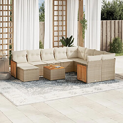 Maison Chic Salon de jardin 11 pcs avec coussins | Ensemble de Table et chaises | Mobilier d'Extérieur beige résine tressée -GKD37174