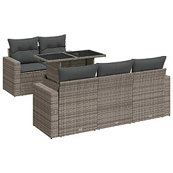 vidaXL Salon de jardin 6 pcs avec coussins gris résine tressée