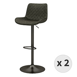 Moloo DINO-Tabouret de bar en cuir synthétique Anthracite/gris bronze (x2)