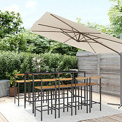 vidaXL Ensemble de bar jardin 9 pcs noir poly rotin/bois massif acacia