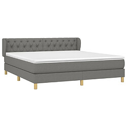 Avis Maison Chic Lit Adulte - Lit simple Lit à sommier tapissier avec matelas moelleux - Meuble de Chambre - Gris foncé 160x200cm Tissu -MN58970