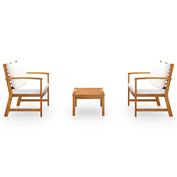 Avis Maison Chic Salon de jardin 3 pcs - Table et chaises d'extérieur - Mobilier/Meubles de jardin Moderne avec coussin Bois d'acacia solide -MN77431