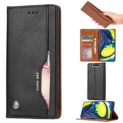 Wewoo Housse Coque Étui en cuir à rabat horizontal avec texture pour peau Galaxy A80 / A90avec cadre photo et supportemplacements cartes et porte-monnaie noir