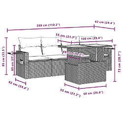 vidaXL Salon de jardin 5 pcs avec coussins noir résine tressée pas cher