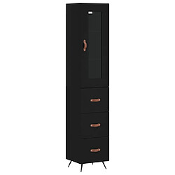 vidaXL Buffet haut Noir 34,5x34x180 cm Bois d'ingénierie