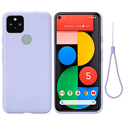 Coque en silicone Liquide de couleur unie bien protégé avec sangle violet pour votre Google Pixel 5a 5G