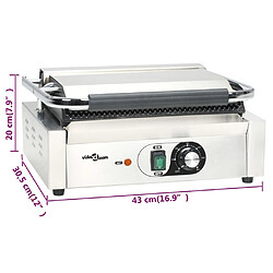 vidaXL Grill rainuré pour panini 2200 W 43x30,5x20 cm pas cher