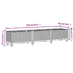 vidaXL Jardinière à roulettes marron 240x50x54 cm PP pas cher