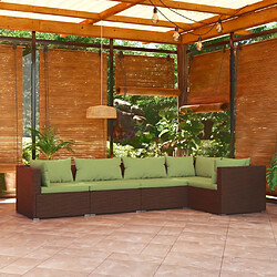 Maison Chic Salon de jardin 5 pcs + coussins - Mobilier/Meubles de jardin - Table et chaises d'extérieur résine tressée marron -MN82822