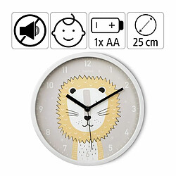 Avis Hama Horloge Murale Lucky Lion pour Enfant - Horloge à Quartz silencieuse - Affichage analogique de l'heure - Design Amusant - Diamètre : 25 cm - Gris