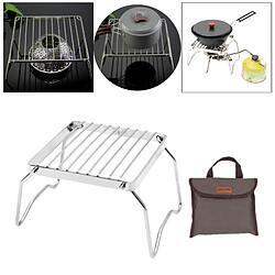 Portable Camping Grill Compact Mini En Acier Inoxydable Feu de Camp Gaz de Charbon de Bois BARBECUE Grill Rack Barbecue Poêle Support pour Randonnée, pas cher