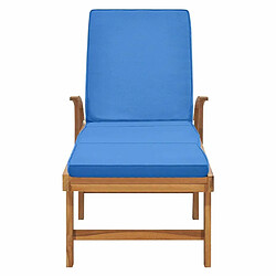 Acheter Maison Chic Chaise longue avec coussin | Bain de soleil Relax | Transat Bois de teck solide Bleu -GKD85535