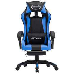 vidaXL Fauteuil de jeux vidéo avec repose-pied Bleu et noir Similicuir