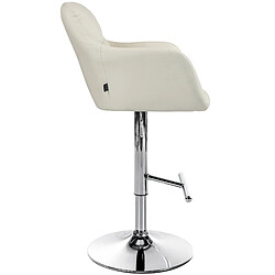 Avis Decoshop26 Tabouret de bar chaise haute x1 fonction rotation 360° en PVC crème avec coutures décoratives piètement métal chromé 10_0005255